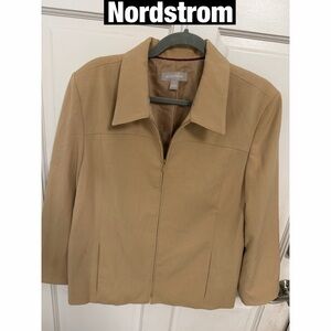 Nordstrom Tan Women's Zip Up Blazer Blazer Sz 14